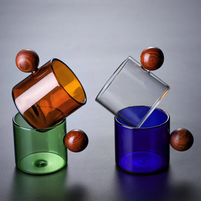 

Glass Water Cup Mark Coffee Milk Breakfast Anti-Scald Color Tea Cup Wine Cup