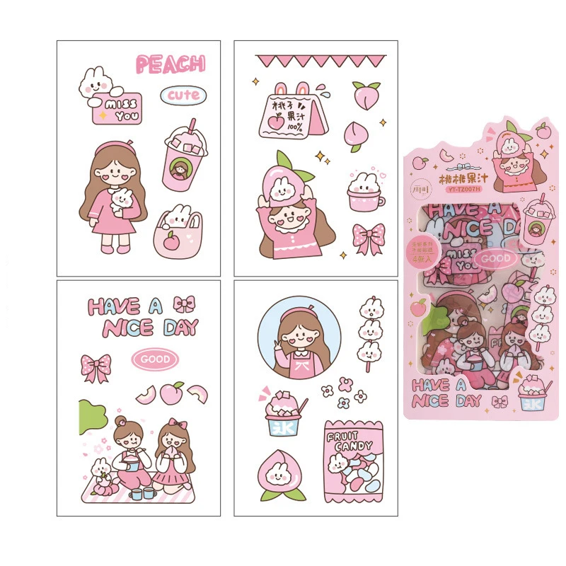 

4 Sheets Student Creative Stationery Stickers Kawaii Cartoon Scrapbooking Sticker Kids School Supplier for Notebook Laptop