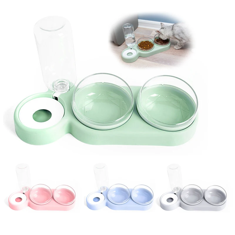 

2-in-1 Pet Feeder Cats Dogs Food Bowl Water Bowls Automatic Water Dispenser For Dog Cat Feeders Drinking Pet Products