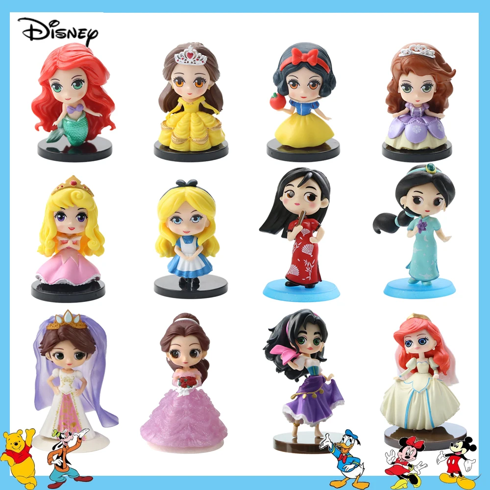 

Disney Princess Figures Doll Set Snow White Rapunzel Belle Cinderella Hua Mulan Action Figure Collectible Toy Girl Birthday Gift