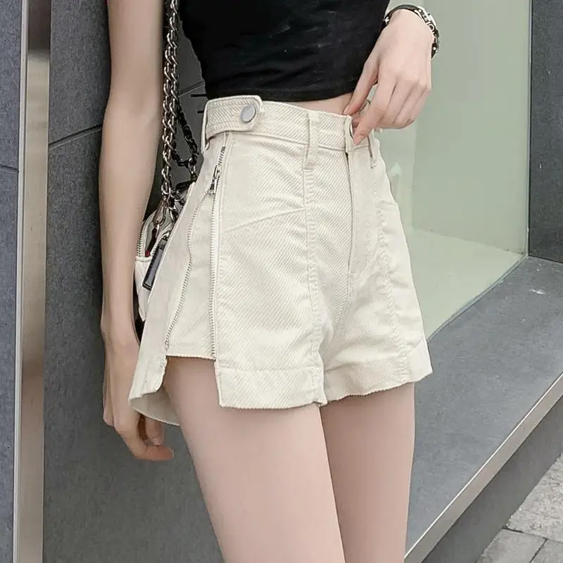 

Denim Shorts Women's Summer Thin Section Trendy Korean Version Light-colored High-waisted Thin Hole Loose A-line Hot Pants Ins
