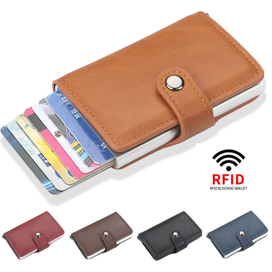 Мужской держатель для кредитных карт на застежке чехол кошельки с блокировкой Rfid