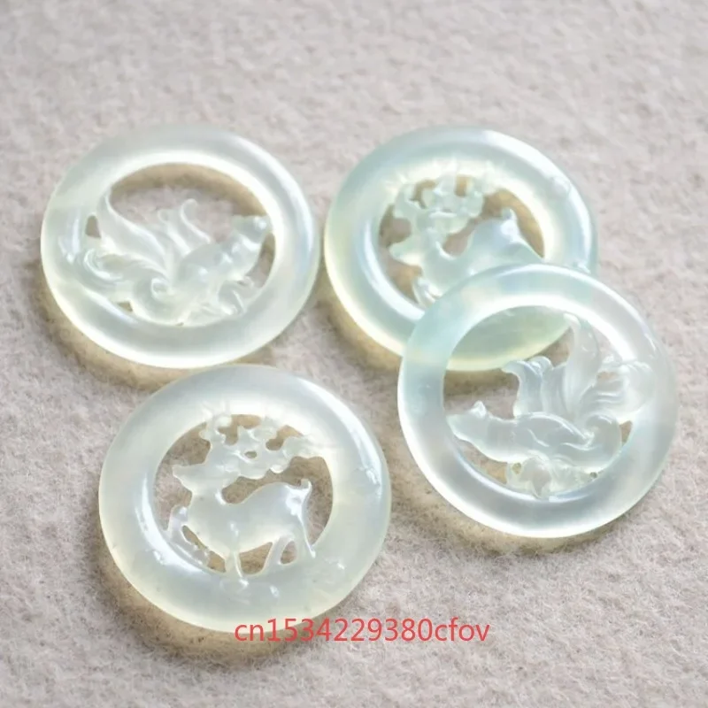 Натуральный нефрит Xiuyu лиса олень двусторонние ажурные аксессуары сделай сам