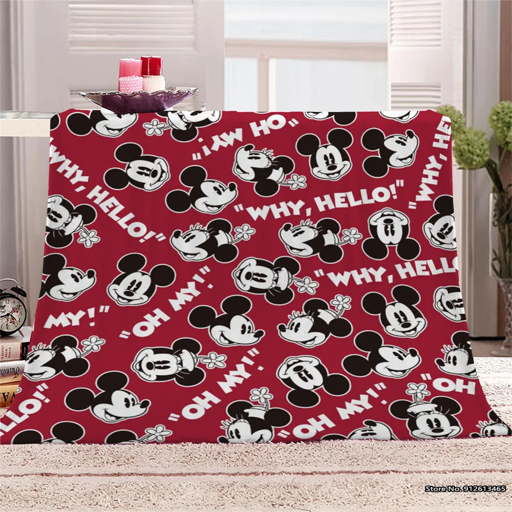 

Cartoon Disney Mickey Minnie Patterned Blankets Plush Flannel Decorated Families Throw Sofa Blankets For Children's Gifts