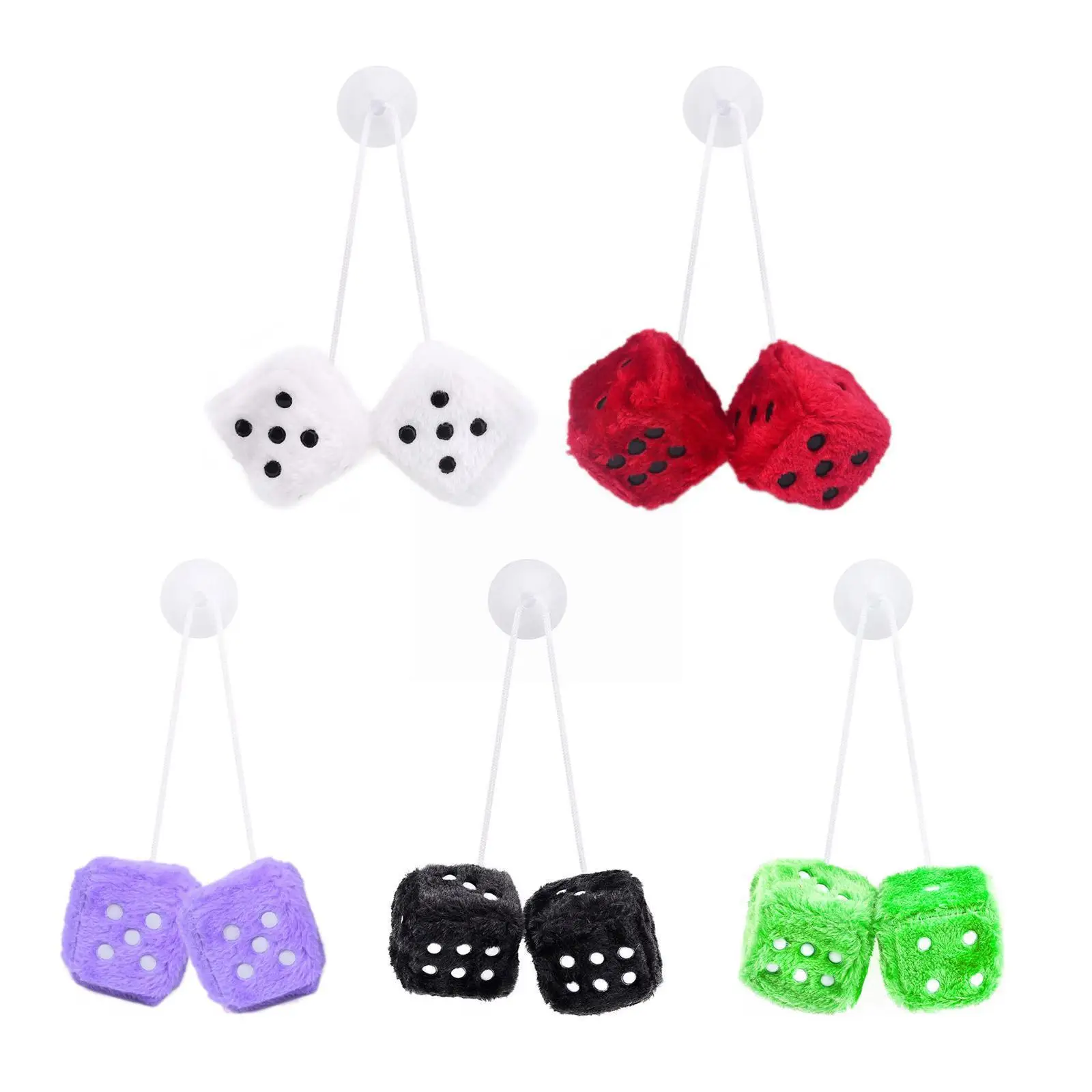

Multicolor Plush Dices Car Hanging Pendant New Year Dice Decoration Suction Velvet Dice Styling Cup Rearview Mirrors With M K9b3