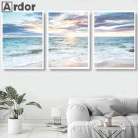 sunrise coastal decorative canvas poster blue sea landscape picture wave canvas painting print beach wall art picture home decor