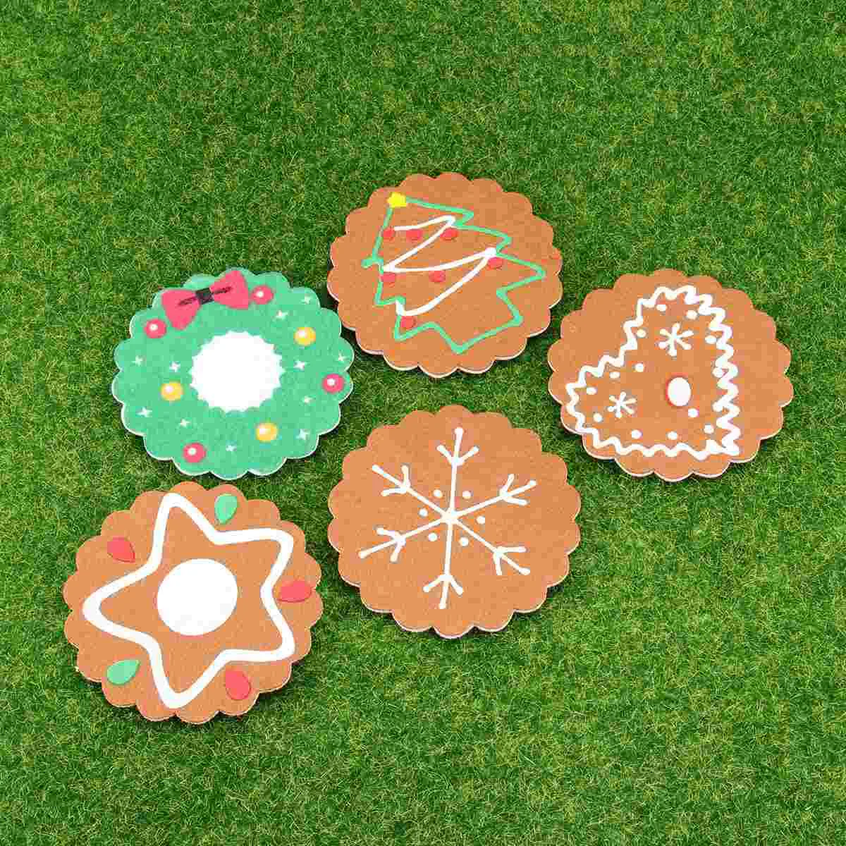 

6 Xmas Party Bottle Mugs Christmas Cup Pad Non- Woven Fabric Round Mat Christmas Coasters Christmas Cup Mat