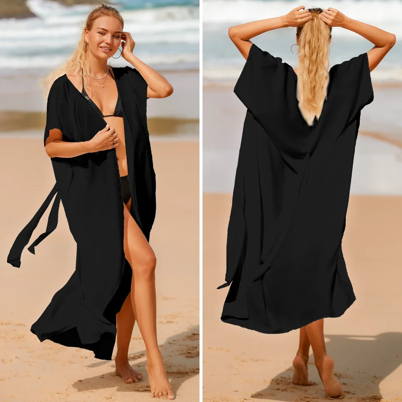 

New Women's Bikini Cover Up Summer Cardigan Lace Up Dress Kimono Beach Cover-Up Kafan Sarong Cover Ups for Swimwear Women