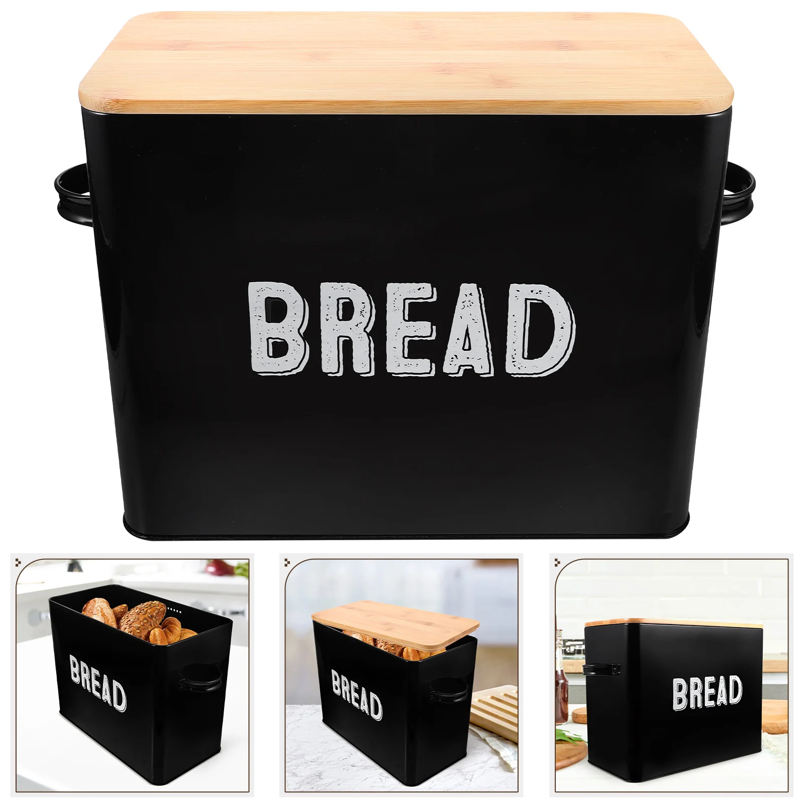 

Bread Storage Box Bin Countertop Wrought Iron Container Farmhouse Holders Kitchen