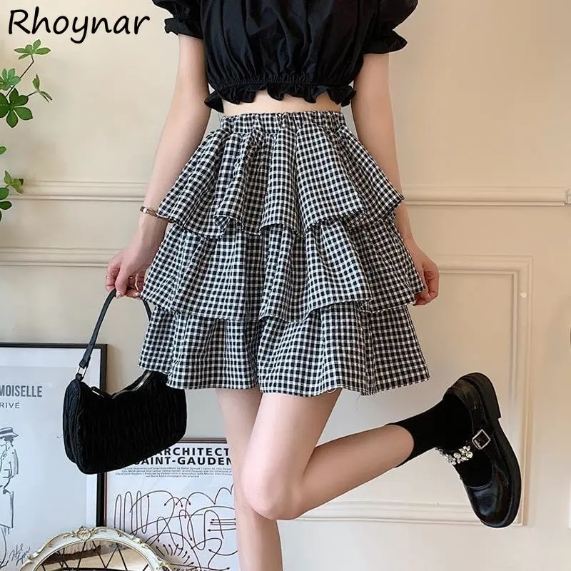 

Мини-Юбка женская трапециевидная с завышенной талией, винтажная уличная одежда для девушек, модная универсальная шикарная одежда с оборками в стиле K-POP, на лето