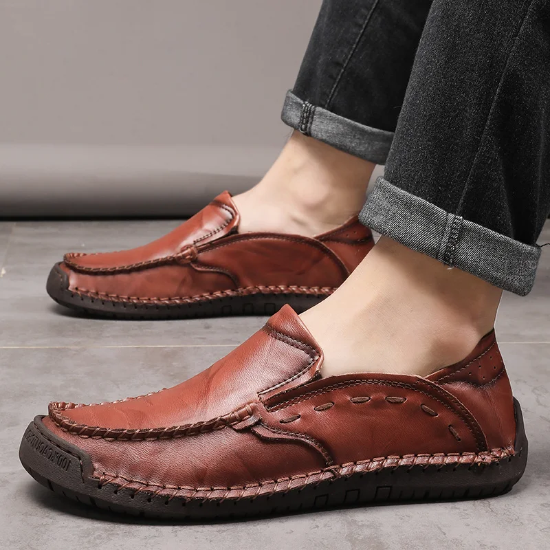 

Men Oxfords Genuine Leather Dress Shoes Lace Up Men's Casual Shoes Luxury Brand Walking Driving Loafers 2023 Plus Size 38-48