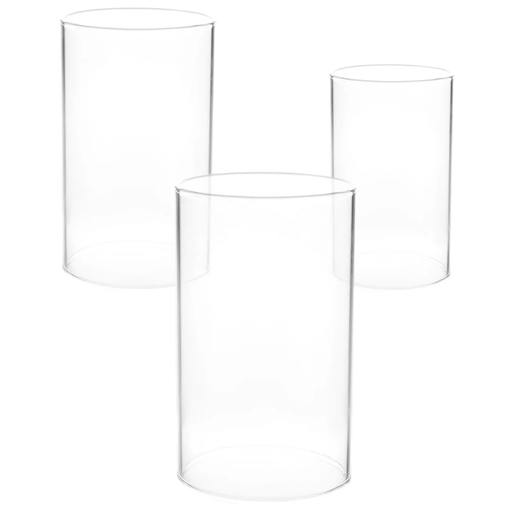 

3 Pcs Shade Glass Cylinder Vases Sleeves Jar Candles Open Lamp High Borosilicate Glass Holder Sleeve