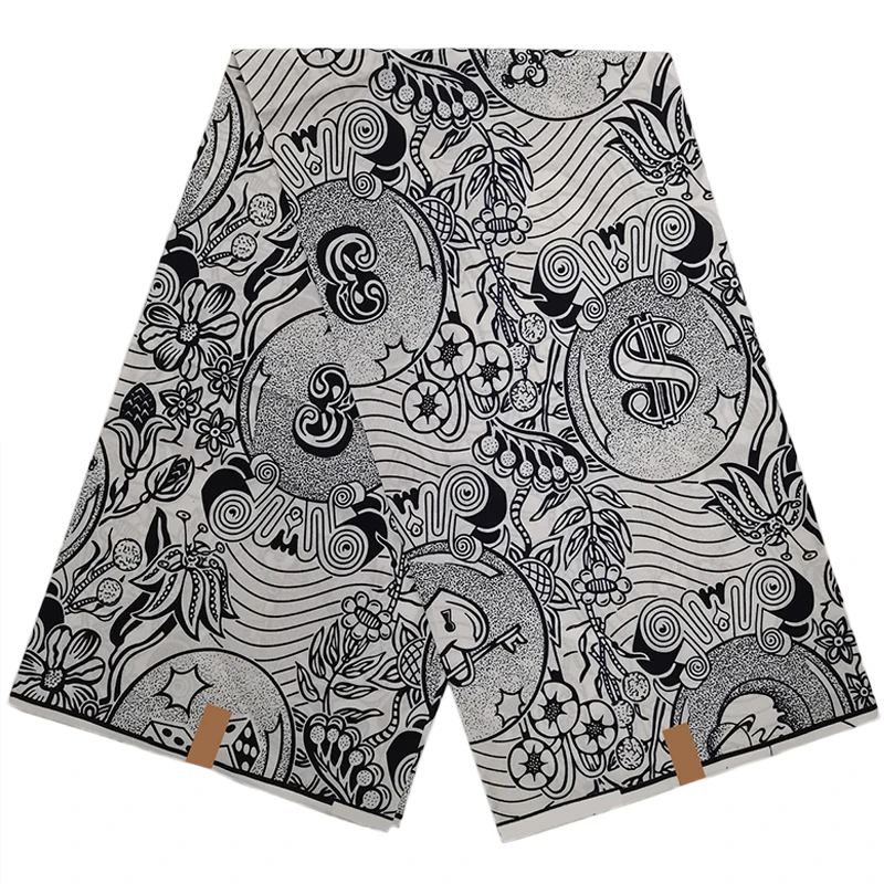 

Черно-белая африканская восковая ткань 100% хлопок Нигерия батик Анкара печатные восковые материалы 6 ярдов/лот для шитья одежды HS0414