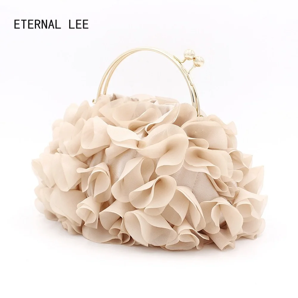 ETERNAL LEE Evening Bag  Double Layer Flower Fashion Handbag Bride Wedding Bridesmaid Dress Bag Party Bags