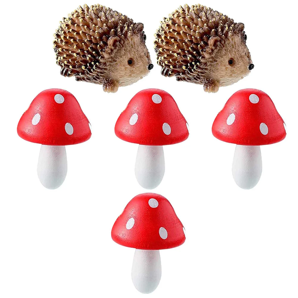 

1 Set Fairy Garden Figurines Hedgehog Statue Mushroom Decor Mini Figurine Mini Hedgehog Decor