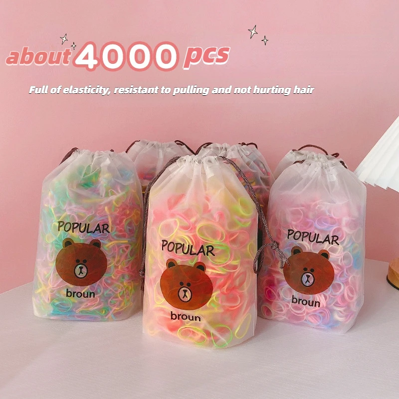 

4000pcs Girls Elastic Hair Bands Headband Children Ponytail Holder Bands Hair Accessories Colourful Band Kids Ornaments Gift