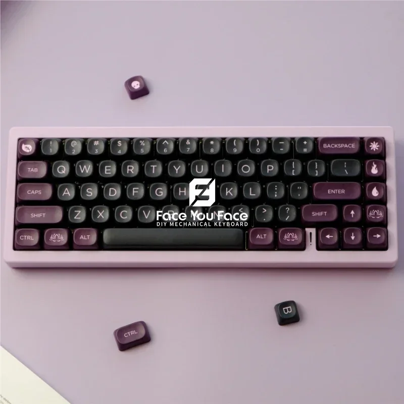 129 клавиш/набор черный лотос профиль MOA колпачки для клавиш из ПБТ сублимационная