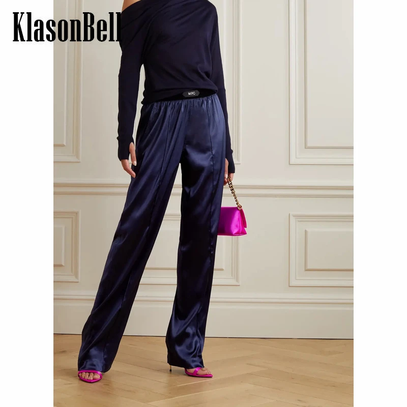 

2.23 KlasonBell Letter High Waist Draped Comfortable Straight Pants Women 4 Color