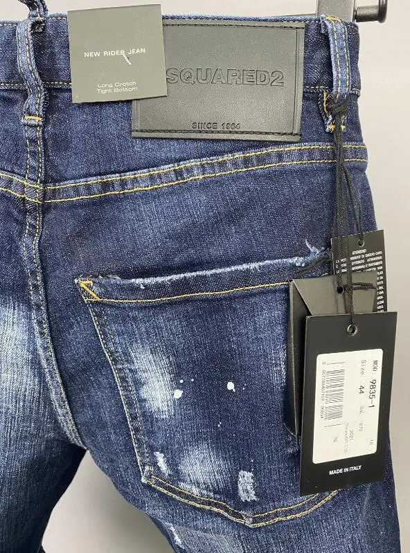 DSQUARED2 Trendy Women's/Men's Hole Spray Paint Short Jeans Slim Fit Casual Motorcycle Punk Pants Clothing 9835-1#