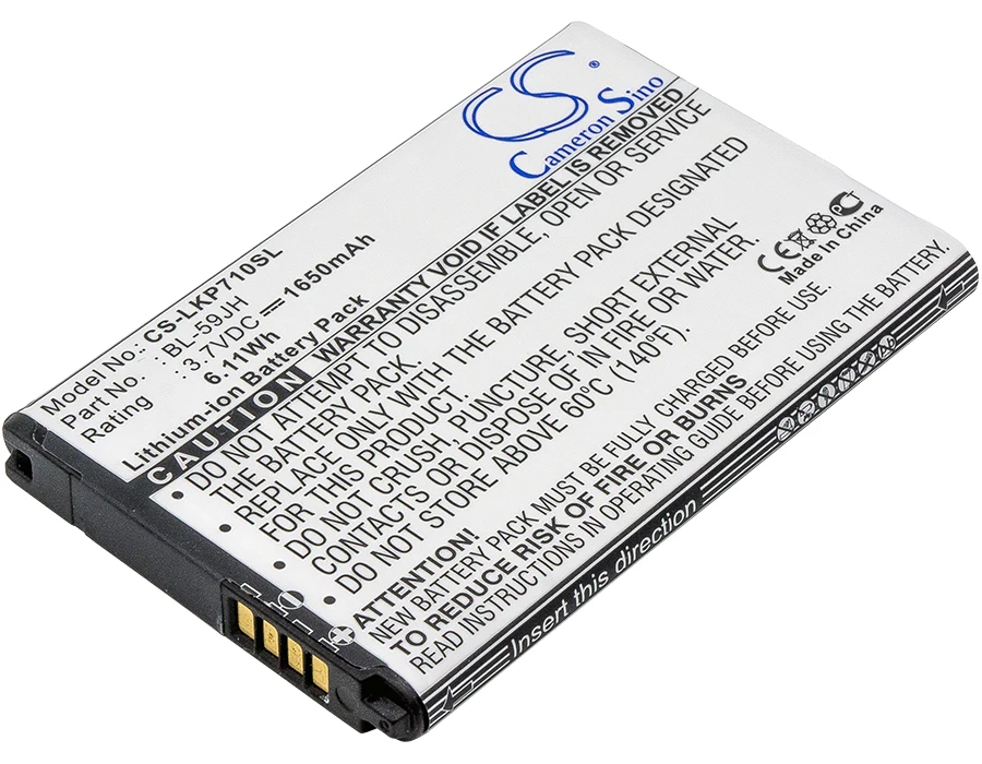 

Аккумулятор CS 1650 мАч/6,11 Вт-ч для LG AS870,D500,D505,D520,Enact,Enact 4G LTE,FX3,MS500,Optimus F3,Optimus F3Q,P703,P710