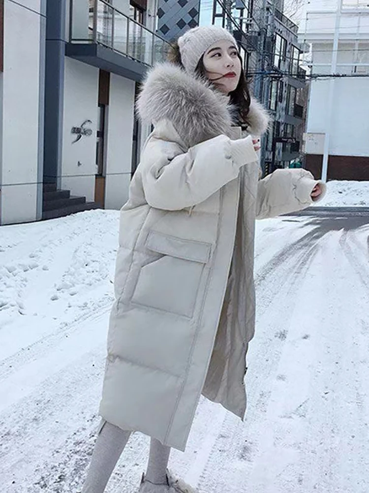 AOSSVIAO 2022 Women Double Sided Down Long Jacket Winter Turtleneck Coat Warm Parkas Snow Outwear Oversized Long Winter Jacket
