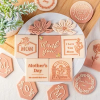 2022 mothers day rose flower biscuit mold happy mothers day fondant cookie press stamp mom birthday cookie cutter baking tools