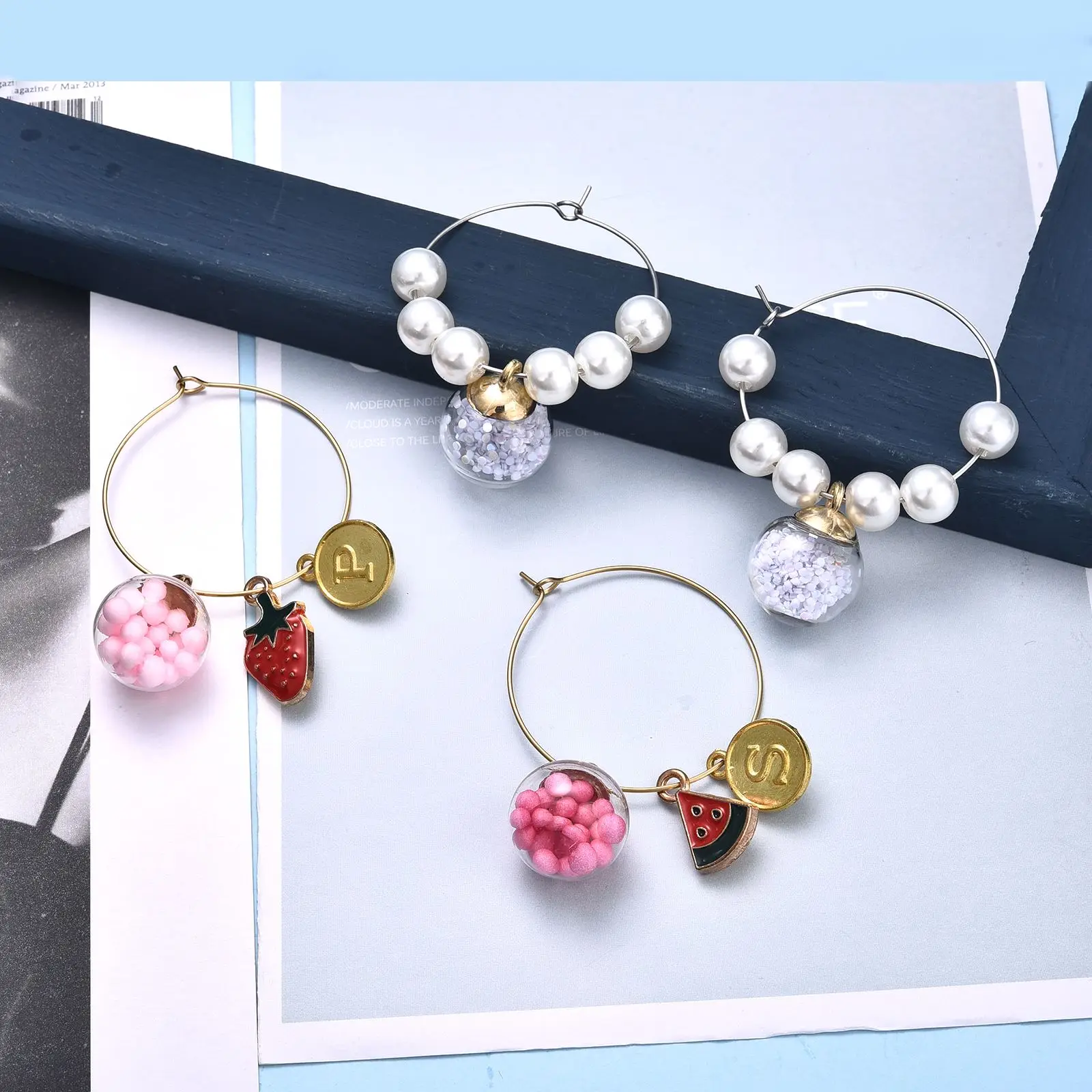 10Pcs Mixed Glass Bottles Pendant Milk Tea Cup Ball Earring Charms DIY Jewelry Making Findings Keychain Bracelets - купить по