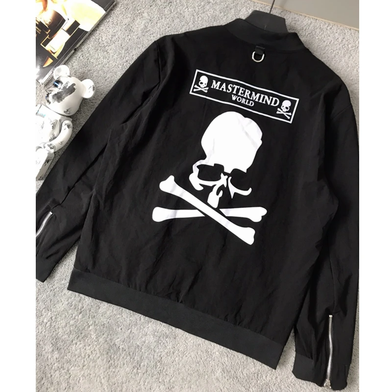 

2022 MASTERMIND dark MMJ embroidered back big skull print men's zipper cardigan jacket WY548