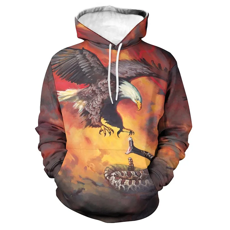 

Autumn Spring Eagle Men's and Women's Hoodies Hot Street Hooded Long Sleeve Hoodie New 3D Printed Casual Wind Cool Sweatshirt