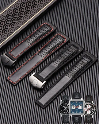 

22MM Watch Accessories Bracelet for -TAG- Heuer- Watch Band Genuine Leather Strap Waterproof Watch Strap Replace Wristwatch Belt