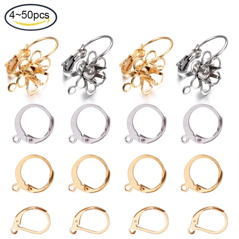 

4-50PCS 14.5x12mm 304 Stainless Steel Earring Settings with Loop Golden Hole: 1mm For Jewelry Bracelet Earrings Making
