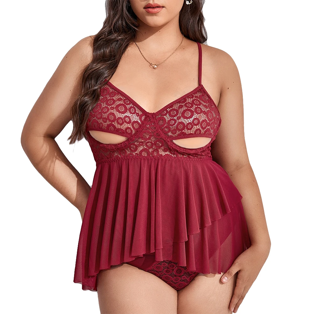 

Brand New XL~4XL Plus Size Women Lingerie Sleepwear Lace Nightgown Bodysuit Dress Robe 2 Piece Soft And Comfortable