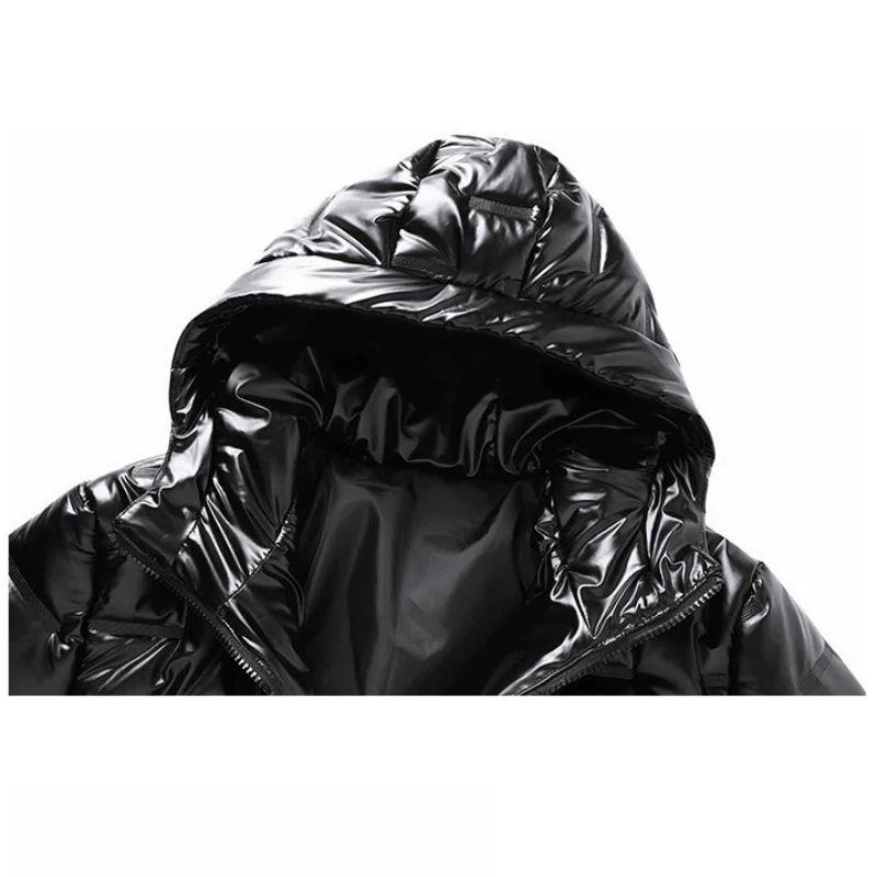 Varsanol Winter Hooded Parkas Men Windbreaker Fashion Thermal Coats Mens Thick Warm Glossy Black Jackets Outwear Men's Clothings