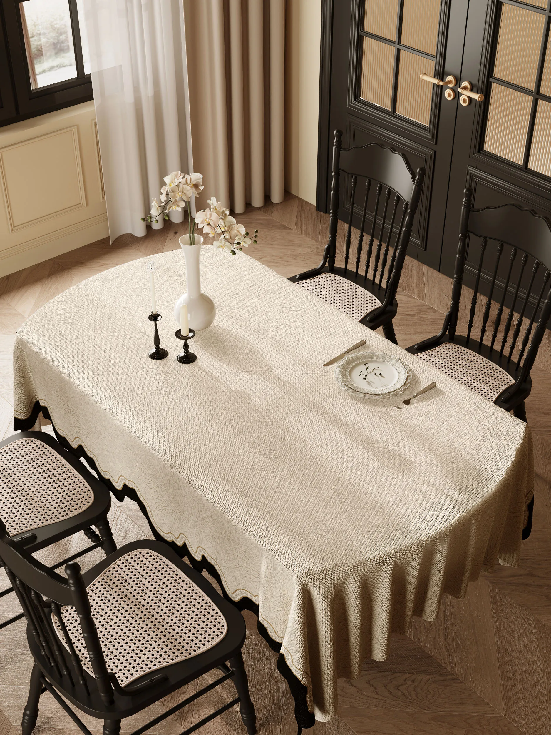 Miji Sle Oval Tablecloth Linen Fabric Waterproof Anti-Scald Table Mat Light Luxury High-Grade Tea Cloth Co...