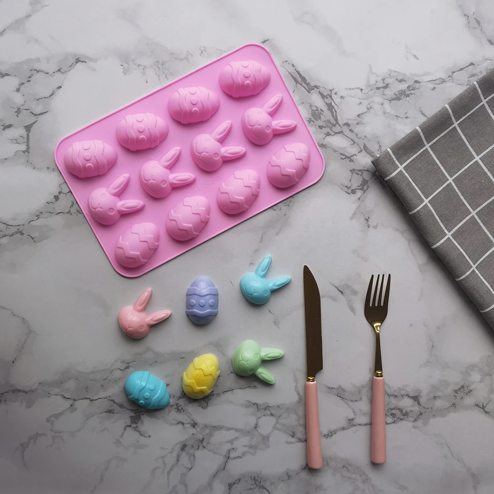 

Easter Silicone Mold Rabbit Colored Egg Chocolate Cake Mold Holiday Decoration Baking Tools Manual Soap Mould