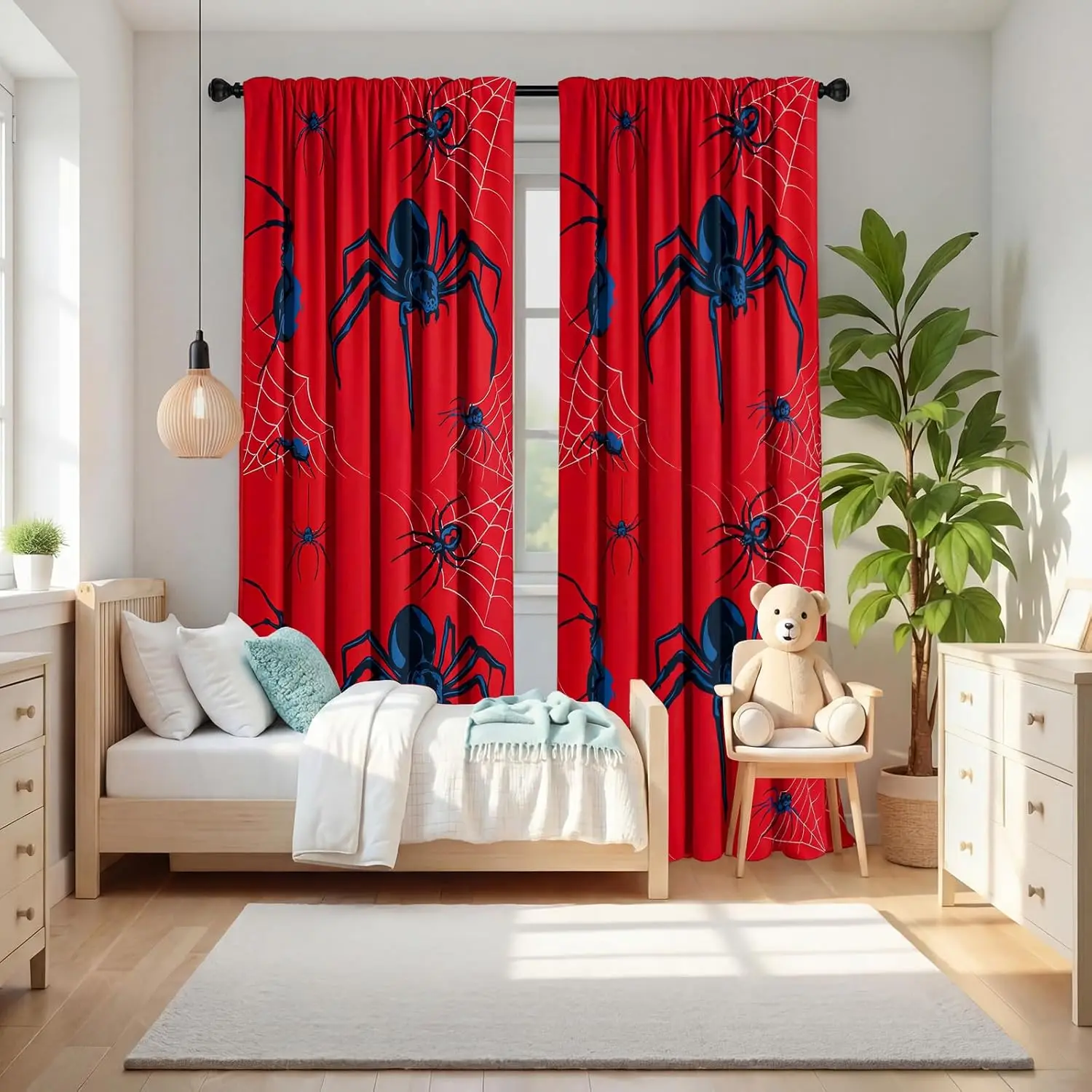 Фото Полотно-штора Peryiter Spider с 2 подхватами, декор для спальни, 42 x 84 дюйма, термоизолирующие оконные шторы №2