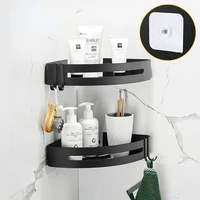 bathroom shelf organizer shower storage rack black corner shelves wall mounted aluminum toilet shampoo holder no drill