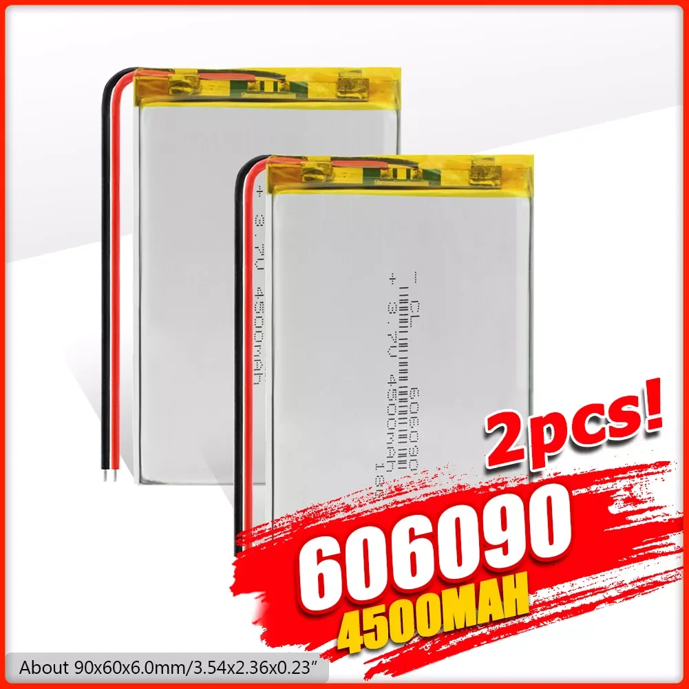 

1/2/4 pcs 3.7V 4500mAh 606090 Polymer Lithium LiPo Rechargeable Battery For GPS PSP DVD PAD e-book tablet pc Laptop power bank
