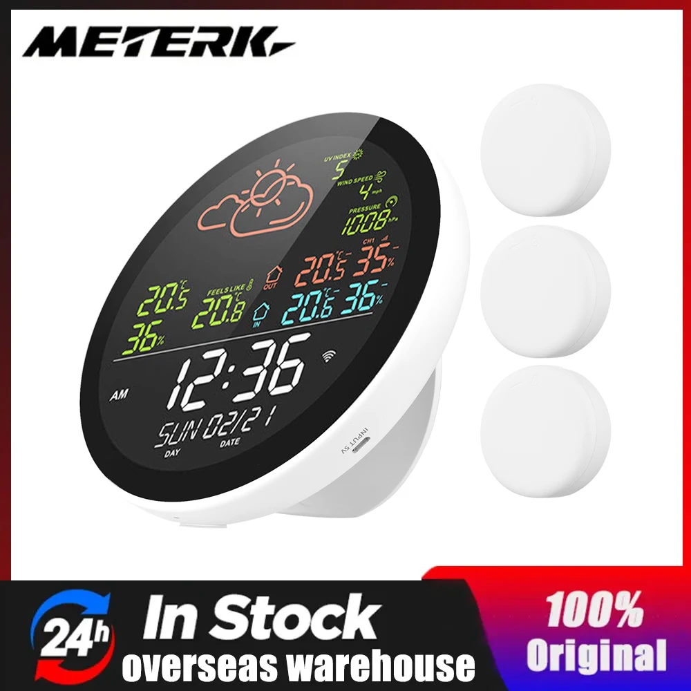 

Tuya Wifi Smart Weather Station with Clock Temperature & Humidity Meter Multifunctional Large Color Screen Weather Clock