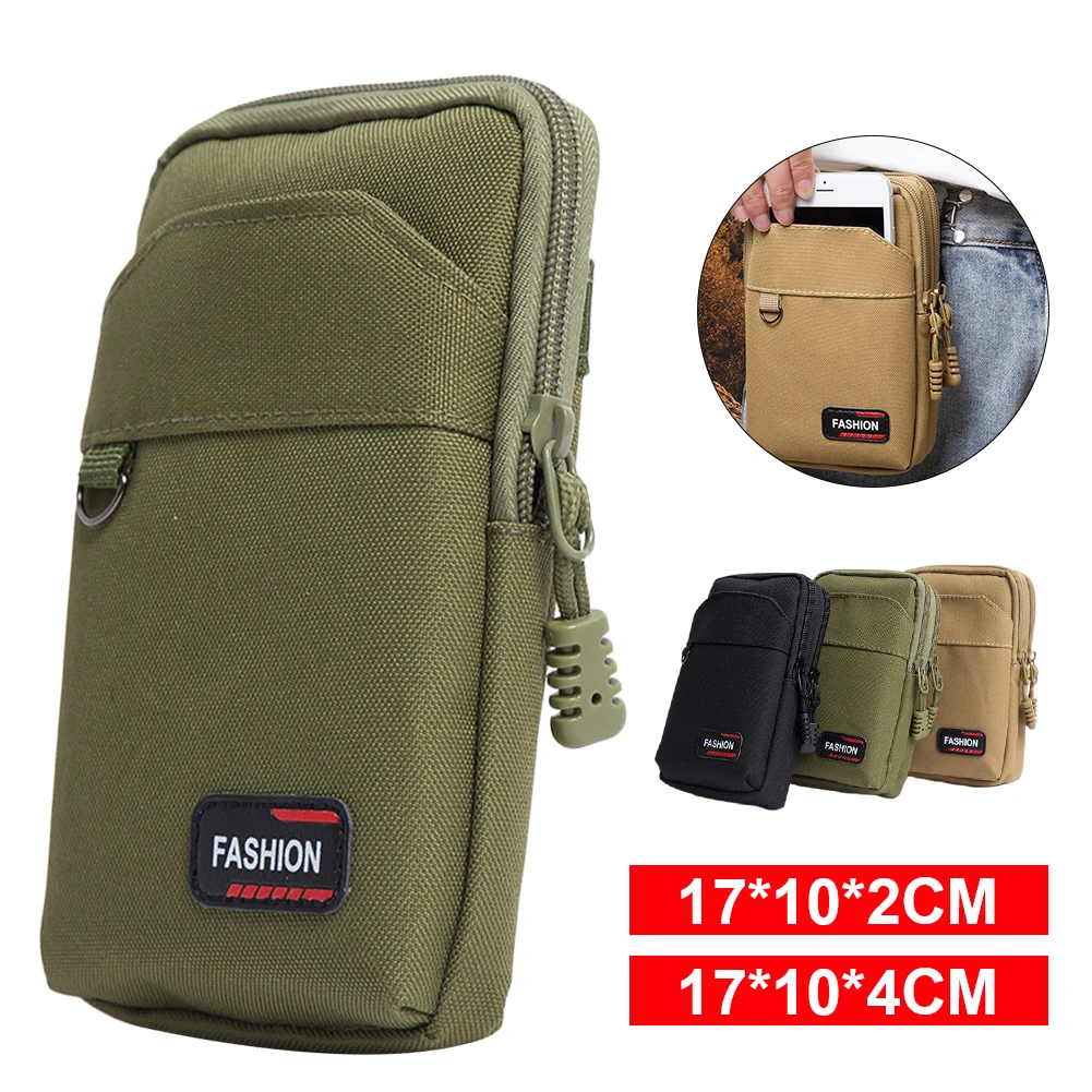 

Outdoor Men Phone Waist Bag Double Layer Zipper Waist Pouch Waterproof Oxford for Running Camping Hunting Tactical Waist Bag