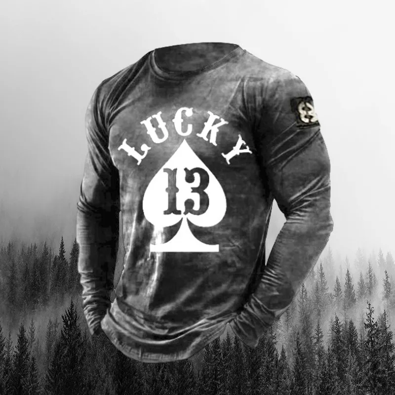 

Футболка мужская оверсайз с длинным рукавом, модная тенниска 3d в стиле хип-хоп, топ для покера, модная уличная одежда в стиле Харадзюку