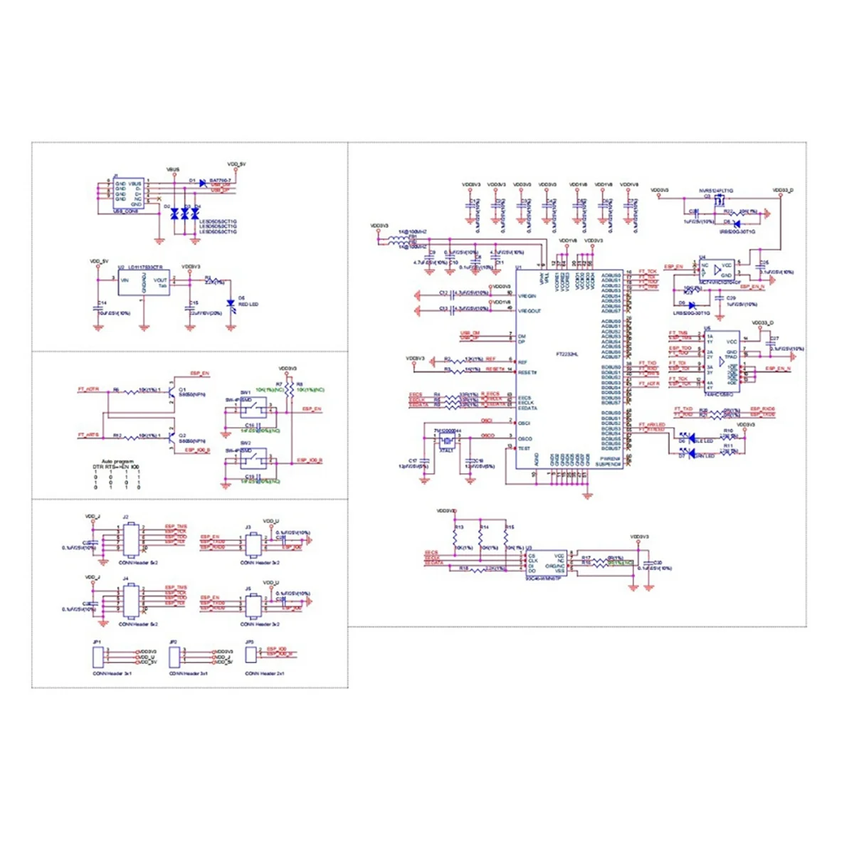 Для ESP32 ESP-Prog макетная плата JTAG Debug программа загрузчик модуль отладки инструмент