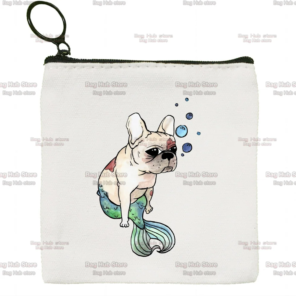 Frenchie Anatomy of French Bulldog Kawaii Animal Canvas Zipper Coin Bag Female Student Cute Coin Purse Lipstick Bag Portable