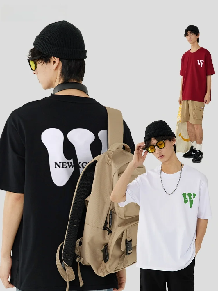 Black Short sleeve T-shirt Clothes Men's Summer Cotton Bottoming Shirt American vintage Print 2024 New Loose Fashion Brand Wh... |