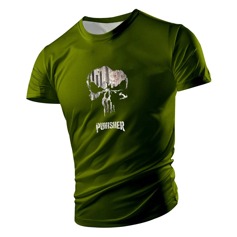 

New Summer Men's Casual T-Shirts Quick-Drying Tees Shirt Skull Printed Clothing For Men Boy Breathable Comfort Sport Running