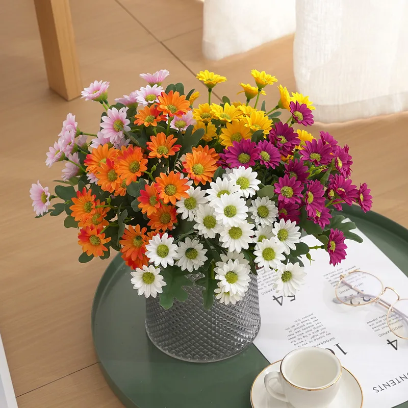 

Daisy Artificial Flower Real Touch Daisy Artificial Bouquet Fake Flower for Wedding Home Decoration Silk Bouquet Fake Flowers