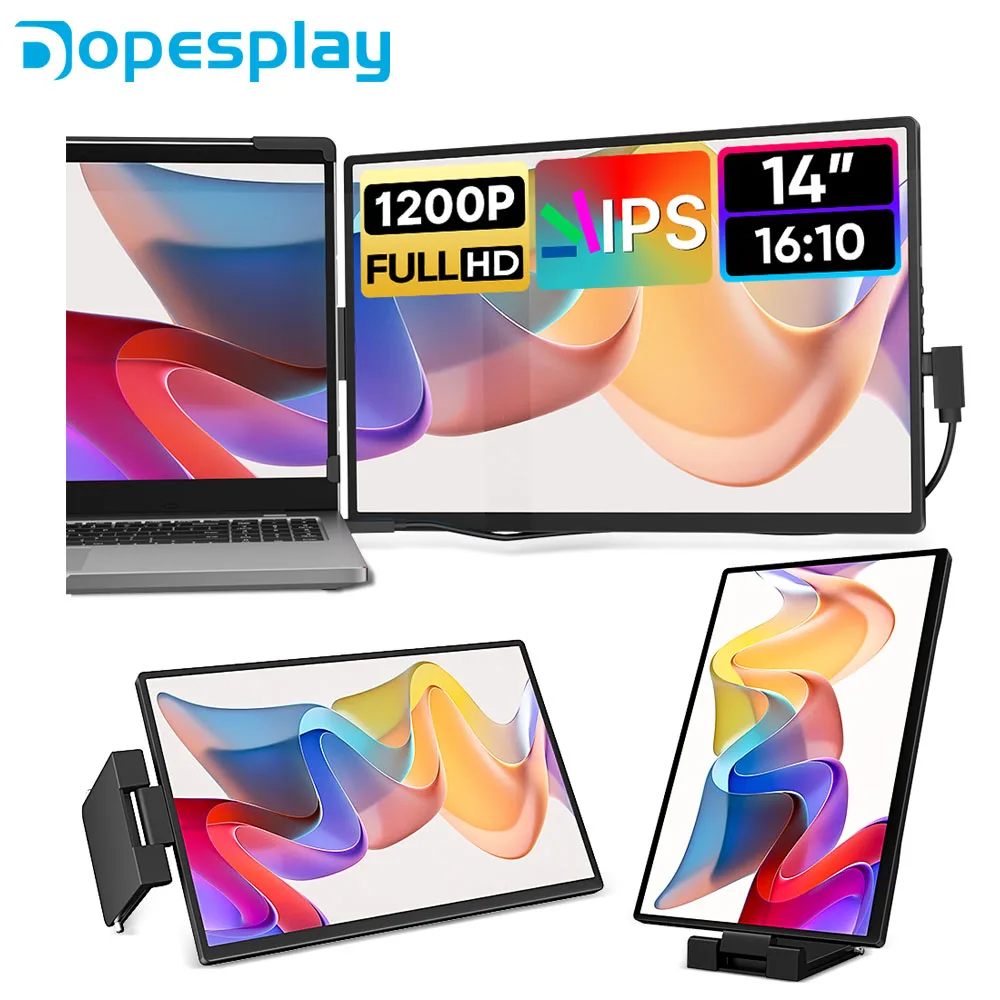 Портативный Монитор Dopesplay 14 1-дюймовый FHD 1200P IPS-экран Type-C USB A Совместимый С