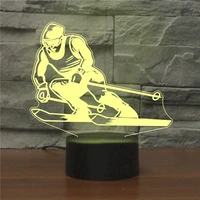 3d skiing lamp illusion led night light skier table lamp 16 color with remote creative birthday gift for ski lovers home decor
