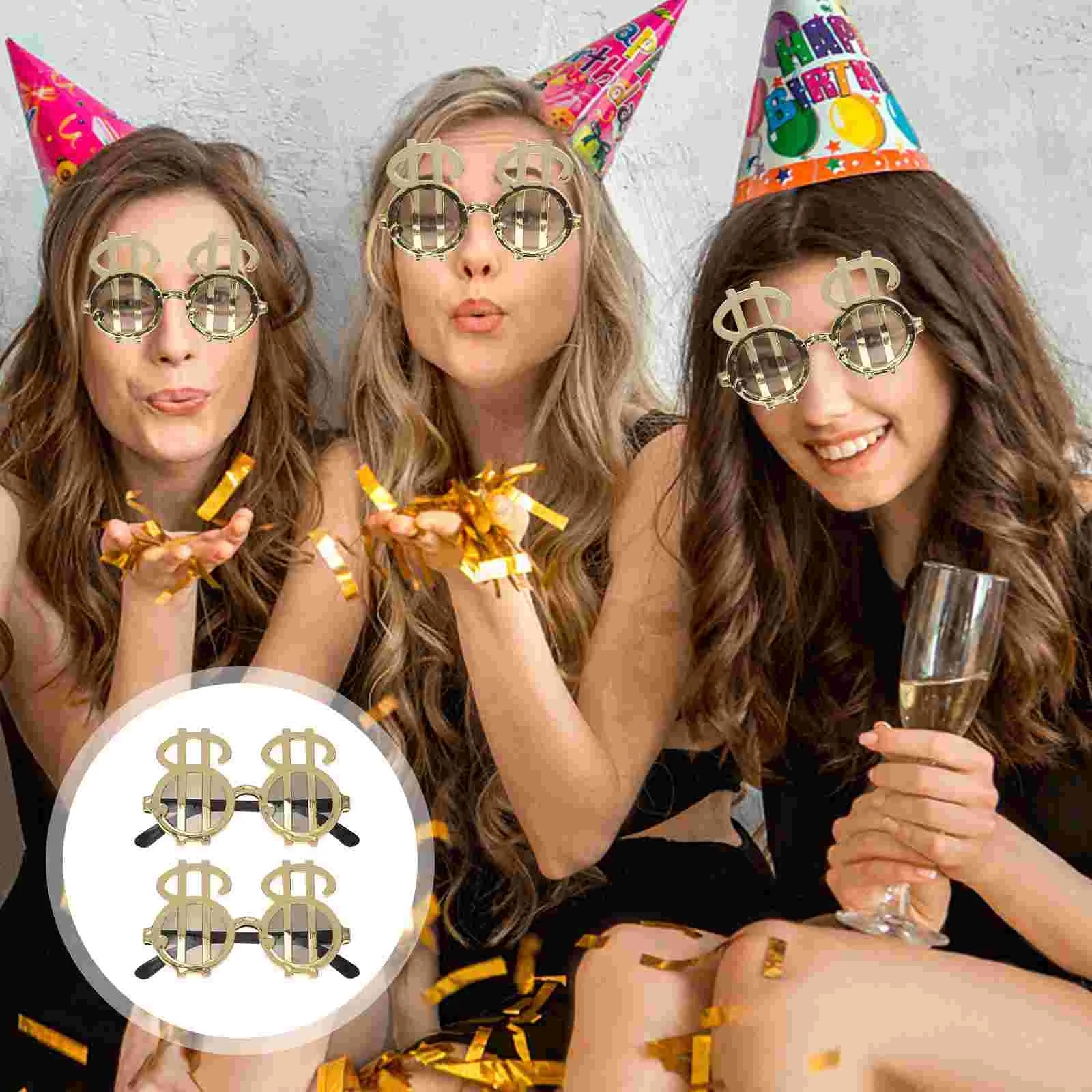 

Glasses Party Dollar Sunglasses Sign Money Eyeglasses Gold Funny Props Photo Costume Shaped Rapper Cosplay Carnival Hop Dj