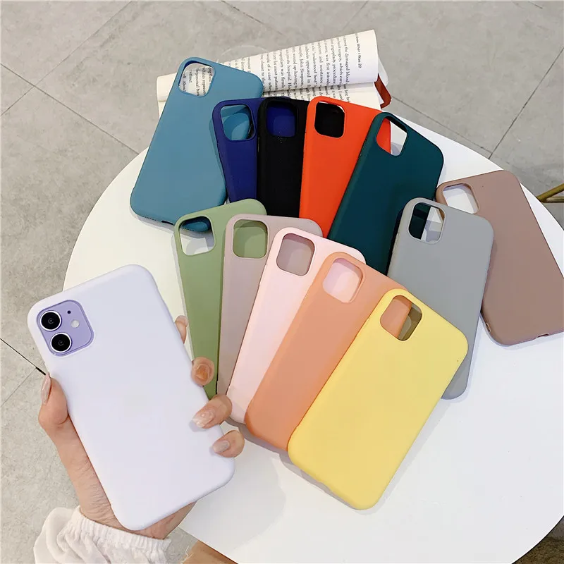 

Candy Color Silicone Phone Case For iphone 12 11 Pro Max 12 Mini 7 8 6 S 6S Plus SE 2020 X XS Max XR Matte Soft Tpu Back Cover